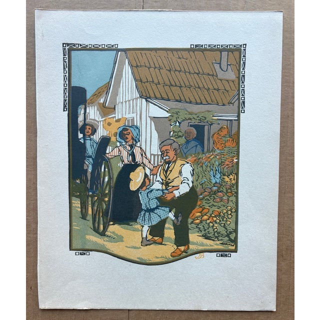 Up for sale is this original Gustave Baumann color woodcut print, a plate from James Whitcomb Riley's book of poetry, "All...