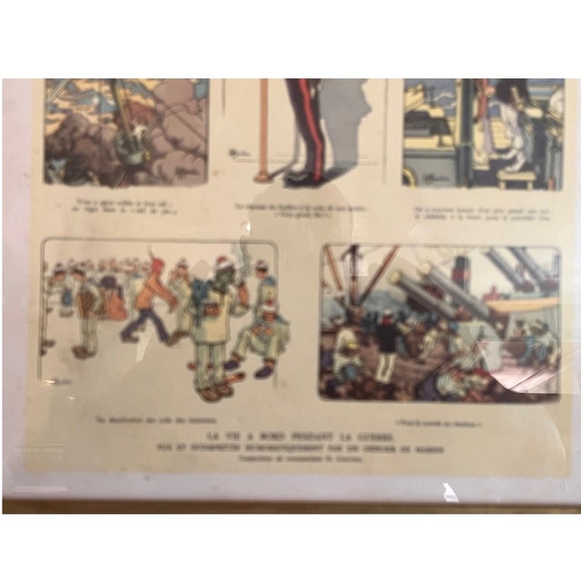 Antique WWI French Naval Cartoon Lithograph Henri Gerbault Marine Life Framed For Sale In San Francisco - Image 6 of 6