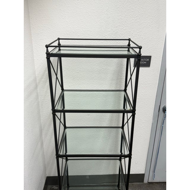 Black Restoration Hardware Metal + Glass Etagere For Sale - Image 8 of 12