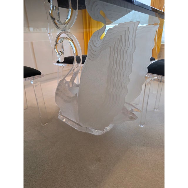 Glass Vintage Glass and Lucite Dining Table With Chairs For Sale - Image 7 of 7