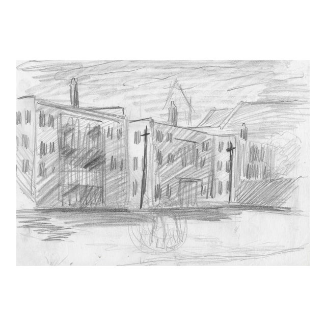 1950s City Street Drawing For Sale