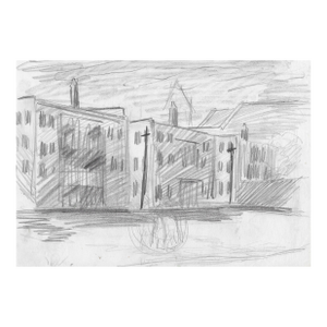 1950s City Street Drawing