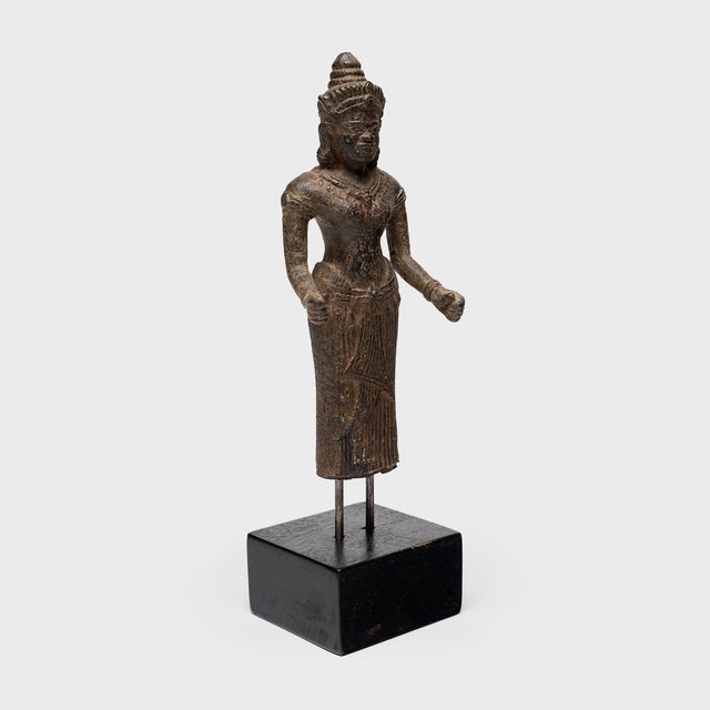 Asian Antique Cambodian Goddess Lakshmi Figure, C. 1900 For Sale - Image 3 of 4