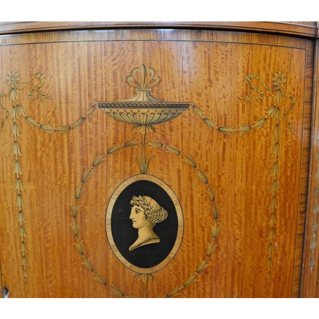 Regency Adams Style Demi Lune Cabinet in Satinwood For Sale - Image 4 of 7