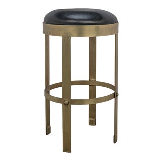 NOIR Prince Counter Stool with Leather in Brass Finish For Sale