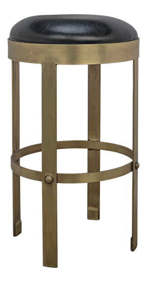 NOIR Prince Counter Stool with Leather in Brass Finish