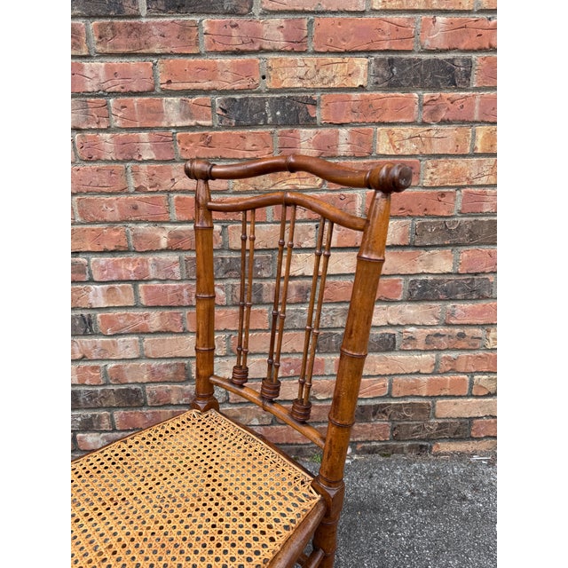 Brown Faux Bamboo Side Chair For Sale - Image 8 of 8