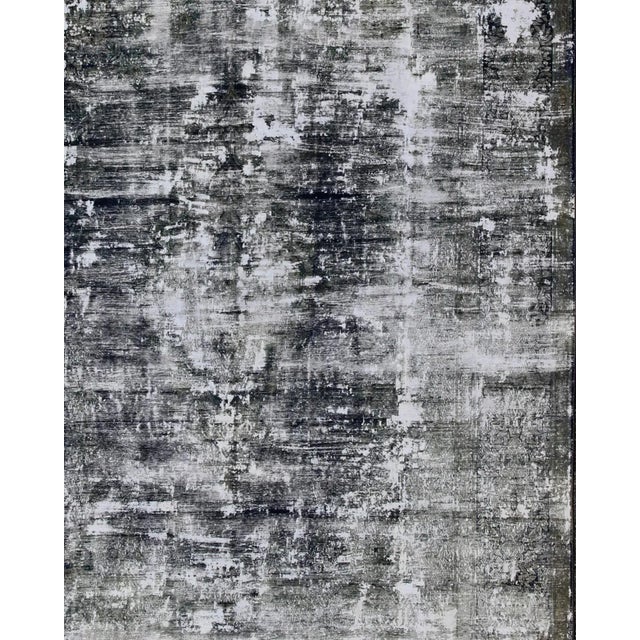 Abstract Mid 20th Century Vintage Persian Rug With Abstract Design in Dark Blue Green & Gray For Sale - Image 3 of 10