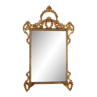 Mid-Century Italian Giltwood Paneled Mirror, Circa 1950 For Sale