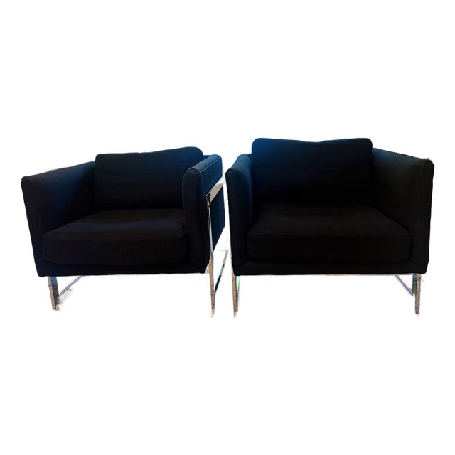 Milo Baughman Cube Lounge Chairs -Pair For Sale