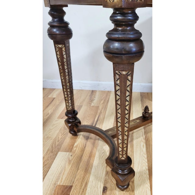 Antique Moroccan Moorish Style Carved & Mother of Pearl Inlaid Table For Sale - Image 14 of 17