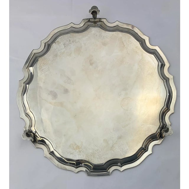 Mid 20th Century 1960s Vintage Silverplate Round Serving Tray For Sale - Image 5 of 6