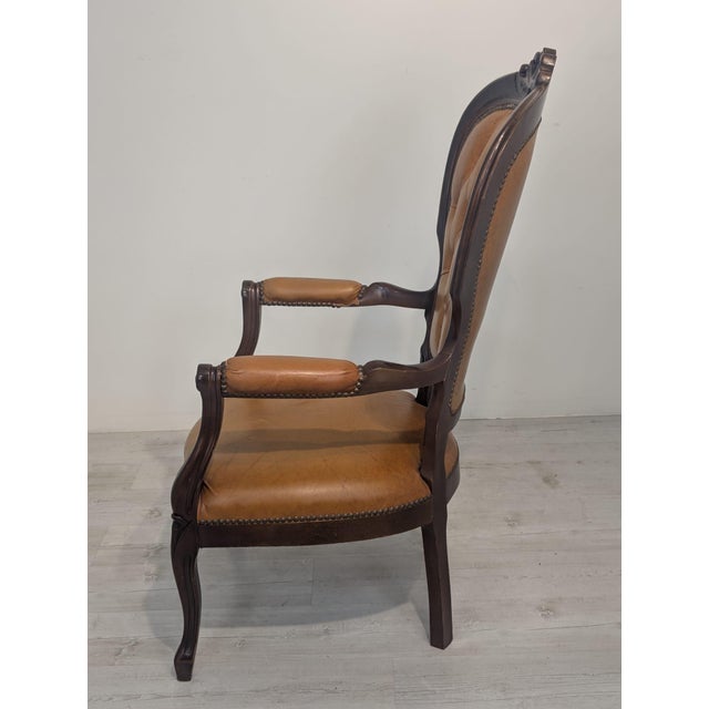 Vintage Chippendale Armchair in Leather, 1975 For Sale - Image 9 of 15