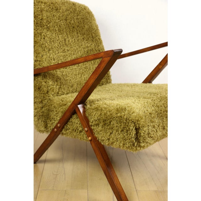 Vintage Olive Long Hair Loft Lounge Chair, 1970s For Sale - Image 9 of 12