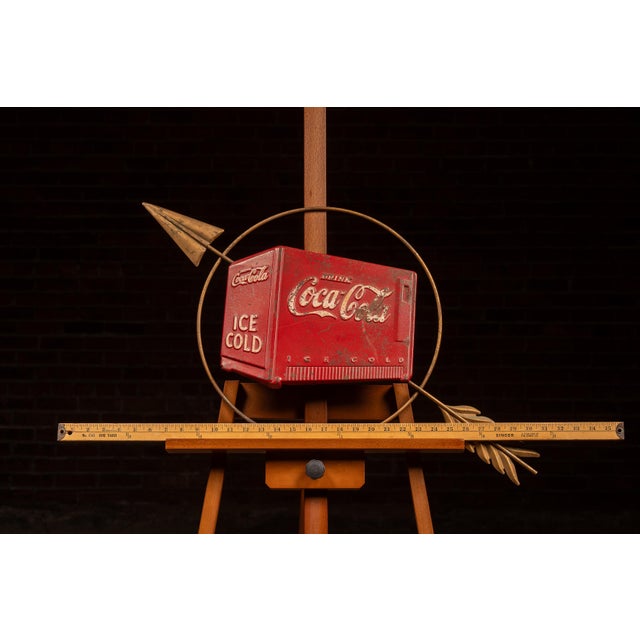 American Vintage Figural Coca-Cola Cooler Directional Arrow Sign For Sale - Image 3 of 8