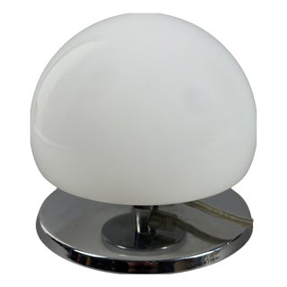 Space Age Glass Table Lamp in Metal and Chrome For Sale