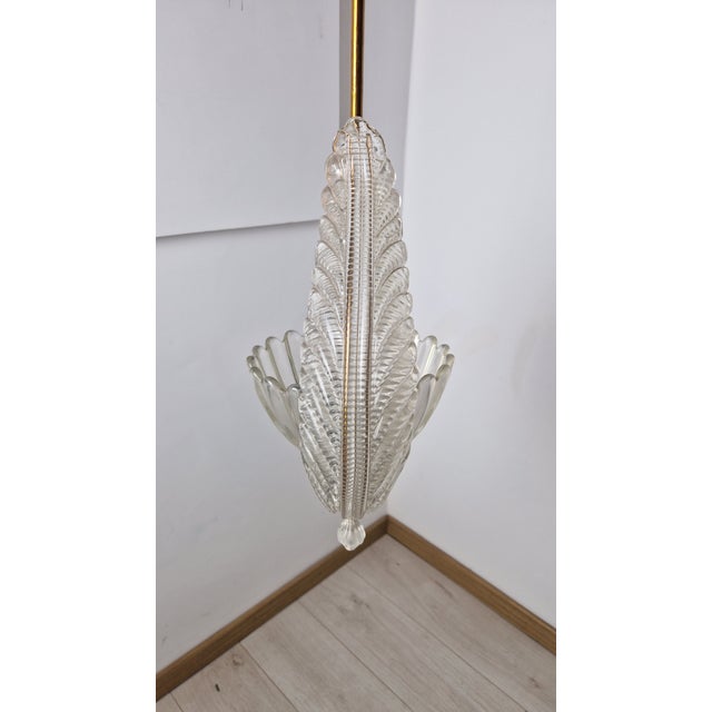 Chandelier in Brass and Clear Glass by Ercole Barovier for Barovier & Toso, 1960s, in Very Good conditions. Designed 1960...