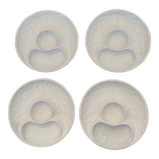 Late 20th Century Bordallo Pinheiro Artichoke Plates White Ceramic - Set of Four For Sale