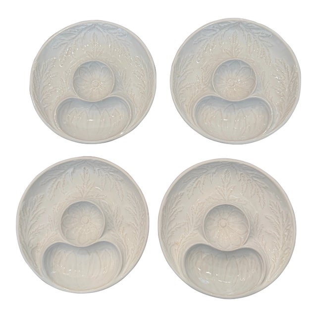 Late 20th Century Bordallo Pinheiro Artichoke Plates White Ceramic - Set of Four For Sale
