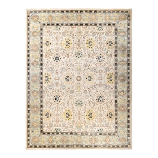 Eclectic, One-of-a-Kind Hand-Knotted Area Rug - Ivory, 9' 2" x 12' 3" For Sale