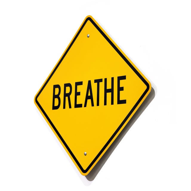 Contemporary Breathe IV - Original Inspirational Pop Art Steel Street Sign Wall Sculpture by Scott Froschauer For Sale - Image 3 of 9