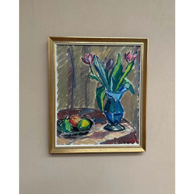 1960s Knut Lindström, Tulips, 1966, Oil on Canvas, Framed For Sale - Image 5 of 13