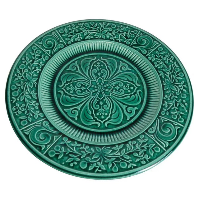 Large Scandinavian Modern Green Plate from Arol Ceramic, Norway, 1950s For Sale - Image 12 of 12