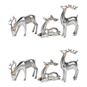 Decorative Silver Reindeer Set, Set of 6
