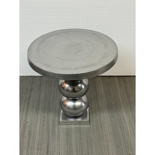 Metal Sculptural Stacked-Sphere Metal Pedestal Side Table For Sale - Image 7 of 12