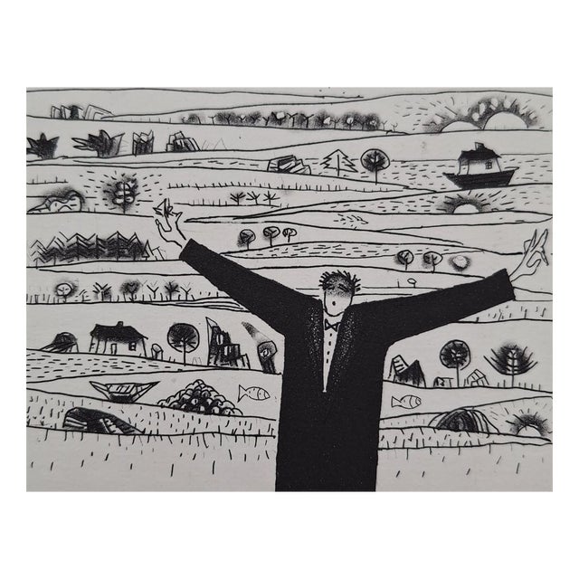 Jerzy Dmitruk, Conductor of the Serene Rhythm of the Landscape (Harvest Landscape), 2008, Etching For Sale