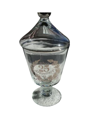 25th Silver Anniversary Glass Bowl Candy Dish