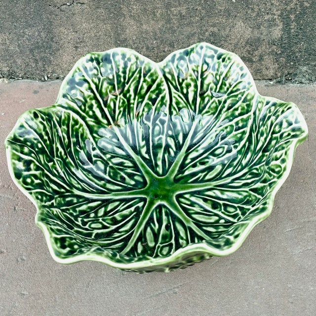 Vintage Portuguese Cabbage Majolica Bowl For Sale In Baltimore - Image 6 of 11