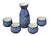 Vintage Chinese Blue & White Sake Set Carafe & 4 Cups For Sale - Image 9 of 9
