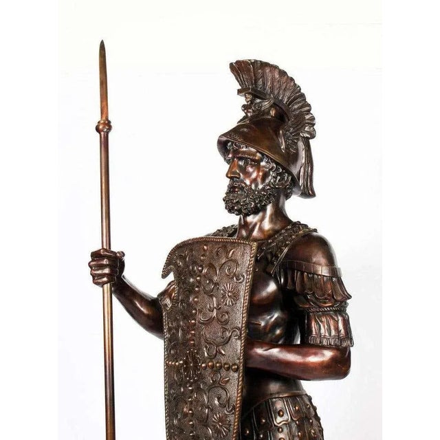 Absolutely stunning bronze roman gladiator, 20th century, measuring over seven feet tall. Immense and absolutely stunning...