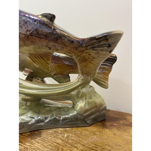 Ceramic Large Sculptural Faience Fish by Hubert Bequet for Quaregnon, Belgium, 1960s For Sale - Image 7 of 12