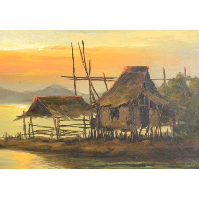 Fishing Village at Sunset by Ramos Philippines For Sale - Image 4 of 6