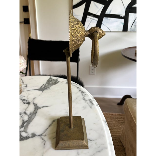 Vintage Large Scale Architectural Brass Freestanding Hand Towel Ring Holder For Sale In Little Rock - Image 6 of 11