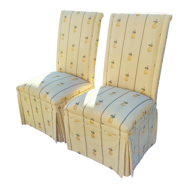 French Country Upholstered Parsons Dining Host Chairs With Pleated Box