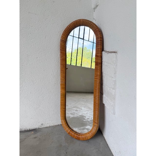 Oval Wicker Mirror, Italy, 1960s For Sale - Image 11 of 15