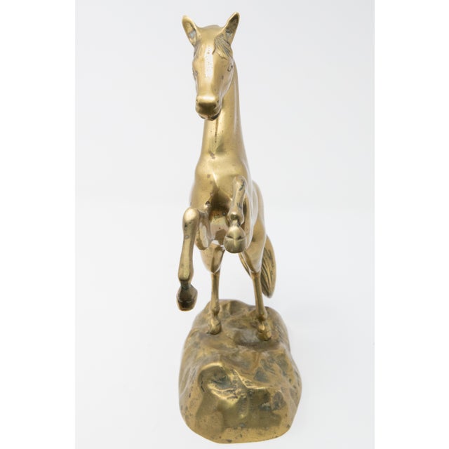 Metal Solid Brass Raring Horse Figure For Sale - Image 7 of 13