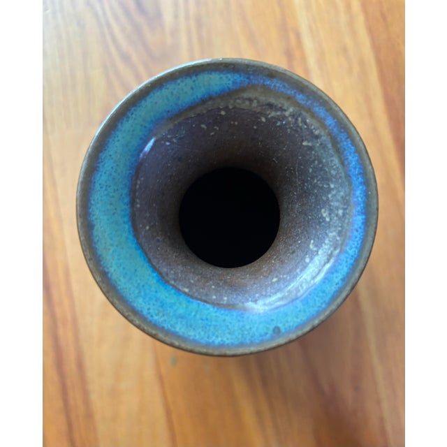 Ceramic Mid 20th Century Okinawan Tsuboya Yachimun Fish Vase by Sumiko Miyagi For Sale - Image 7 of 12