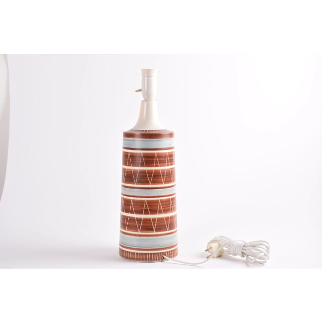 Tall Danish Modern Ceramic Table Lamp by Mørkøv, 1960s For Sale - Image 4 of 11