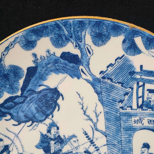 Ceramic Chinese Ceramic Plate,Qianlong Marked Blue and White Porcelain Plate Hand Painted Figures Story Pattern For Sale - Image 7 of 11