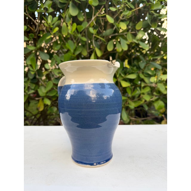 Blue Vintage Forrester Bandon Irish Studio Pottery Apple Stoneware Pitcher For Sale - Image 8 of 10