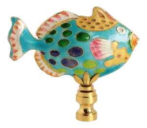 Spotted Reef Fish Lamp Finial in Turquoise