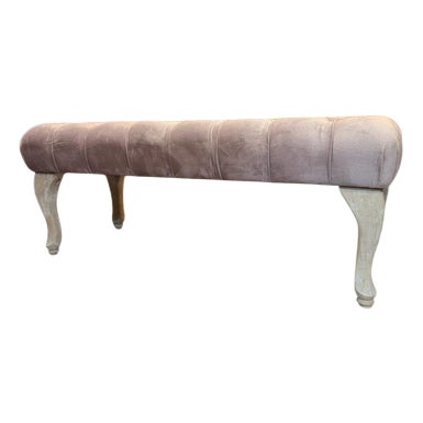 Tufted Bed End Bench with Cabriole Legs For Sale