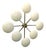 Italian flush mount with eight glossy white Murano glass shades mounted on solid brass frame in satin nickel finish / Made...