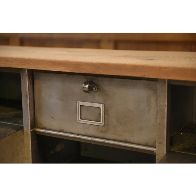 Brown Six-Column Filing Cabinet with Oak Top by Strafor, 1950s For Sale - Image 8 of 16