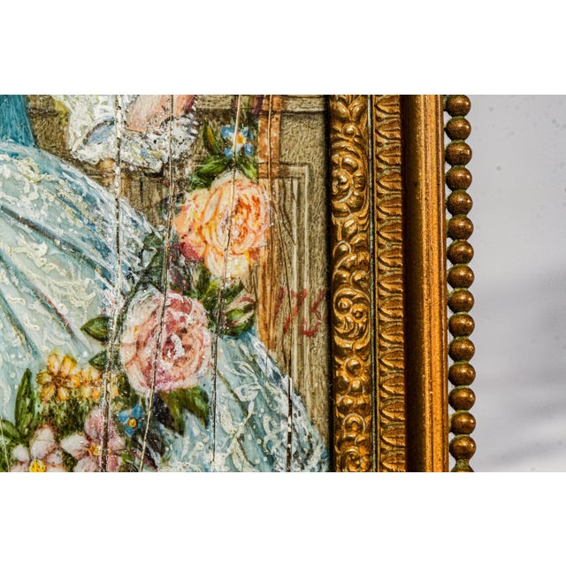 Early 19th Century Charming French Neoclassical Antique Portrait Miniature Painting Woman Blue Dress Luxury Home Decor For Sale - Image 10 of 16