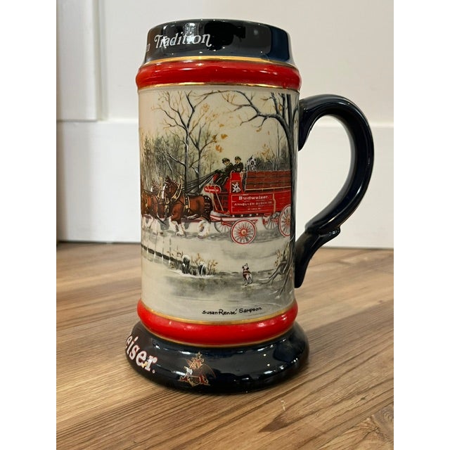 American 1990s Budweiser "An American Tradition" Holiday Beer Stein For Sale - Image 3 of 8
